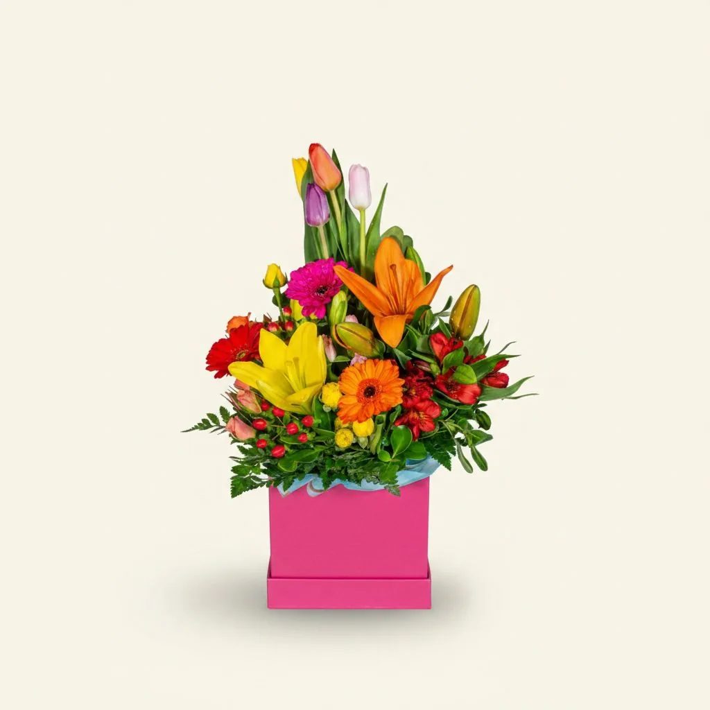 Box floral colorido y festivo de Daku listo para regalar