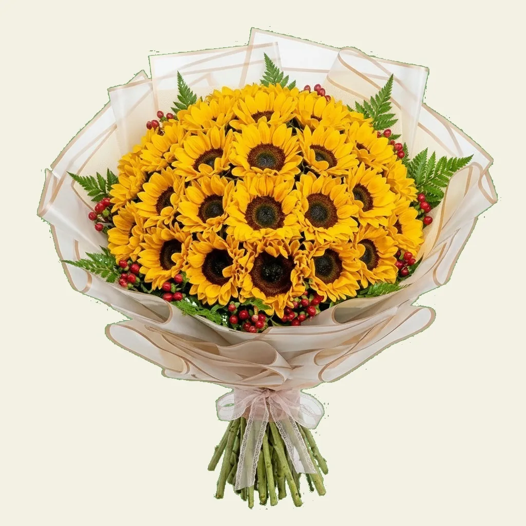 Ramo de Girasoles — Girasoles grandes y radiantes para llevar buena energía. Imposible no sonreír al recibirlo.