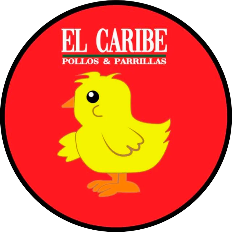 Logo Pollería El Caribe: círculo rojo con pollito amarillo