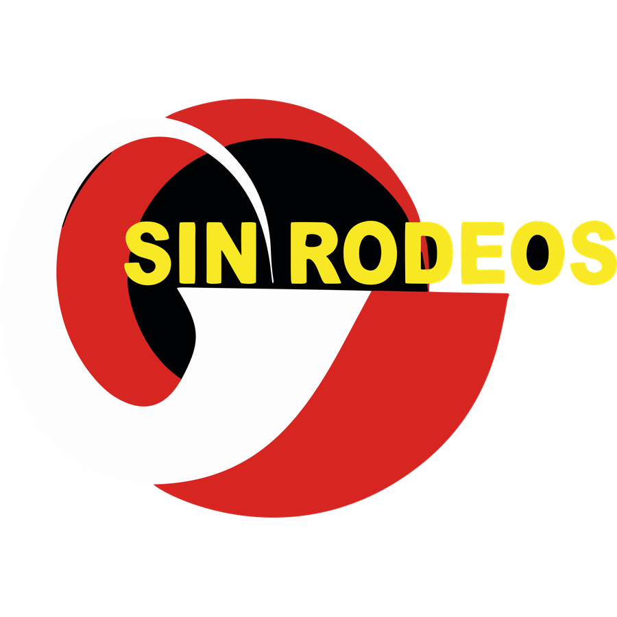 Logo Sin Rodeos: remolino rojo y blanco