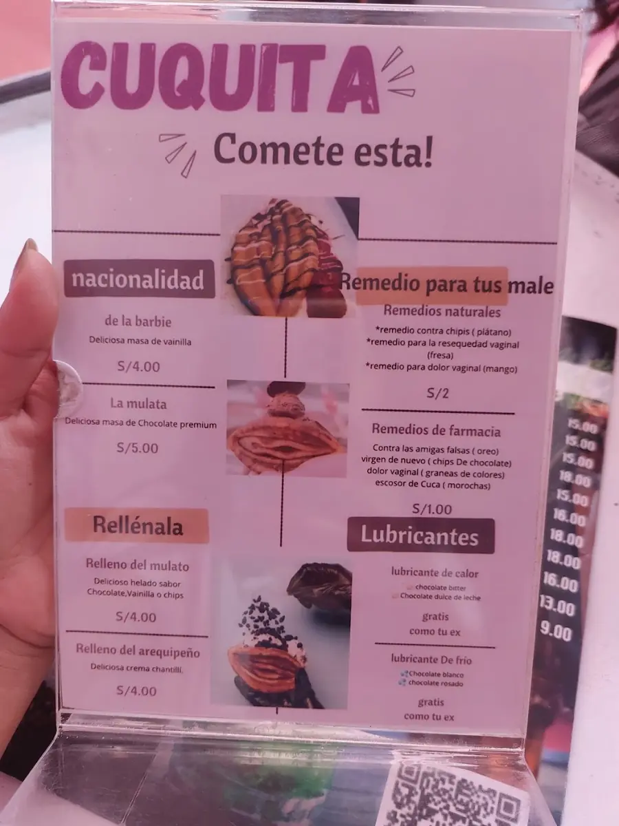 Carta impresa de Cómete Esta con las secciones nacionalidad, rellénala, remedios y lubricantes