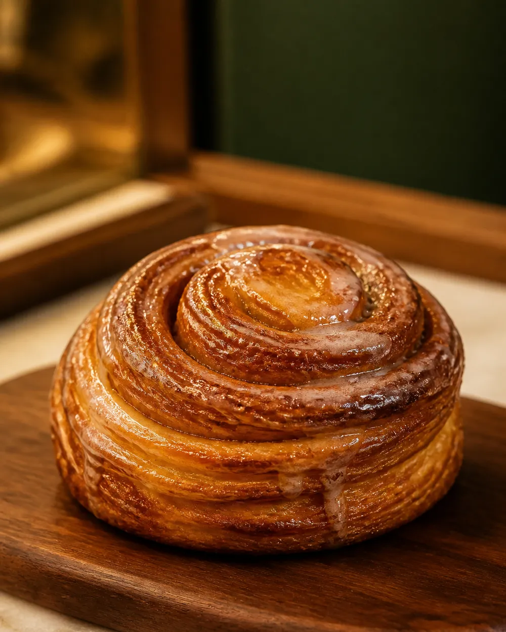 Roll de canela hojaldrado con glaseado